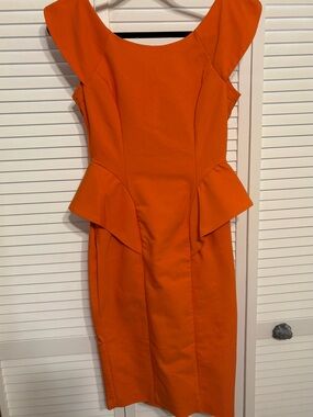 ASOS Orange Peplum Midi Dress